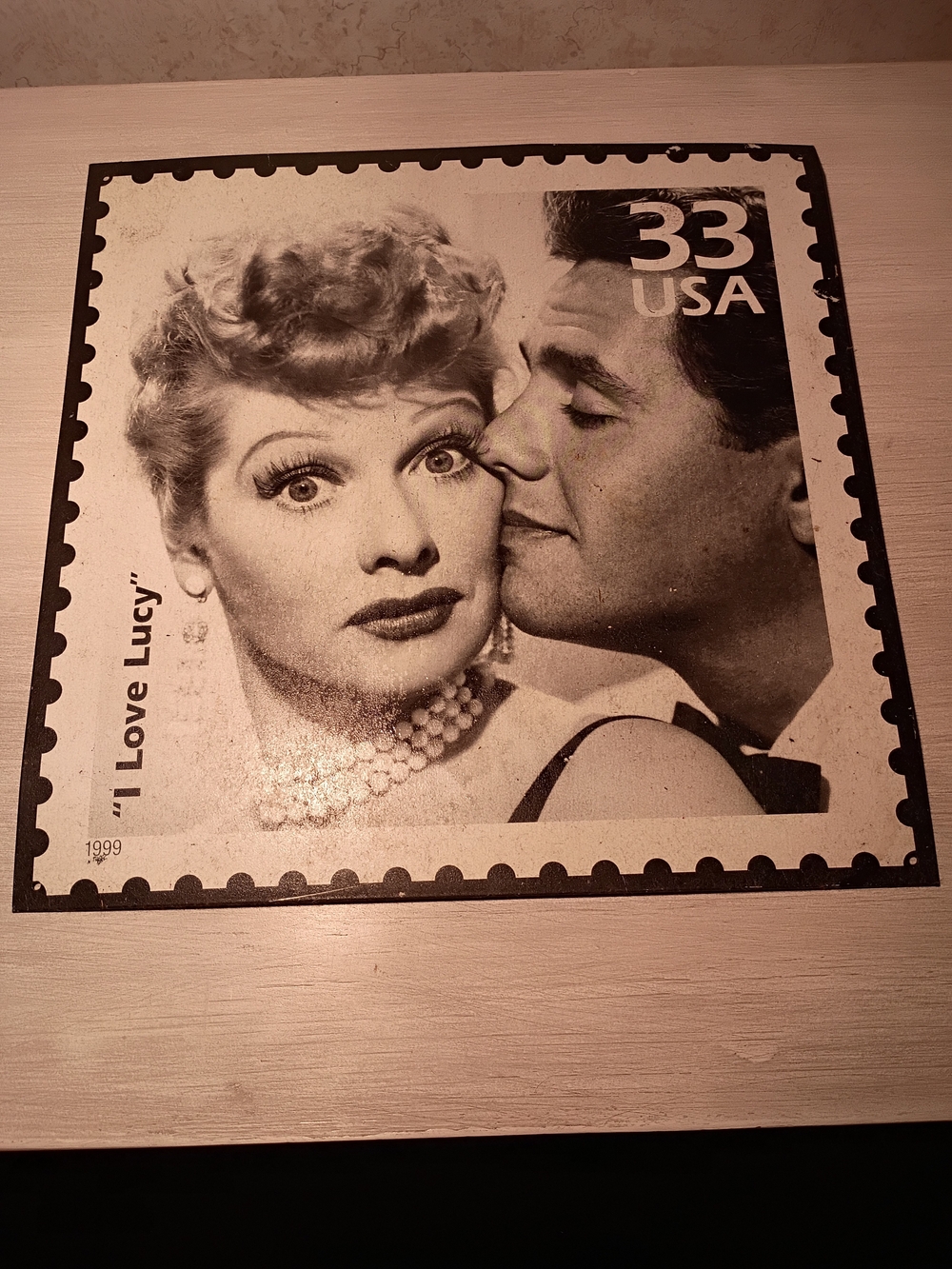 Black & White 'I Love Lucy' Stamp-Style Wall Accent
